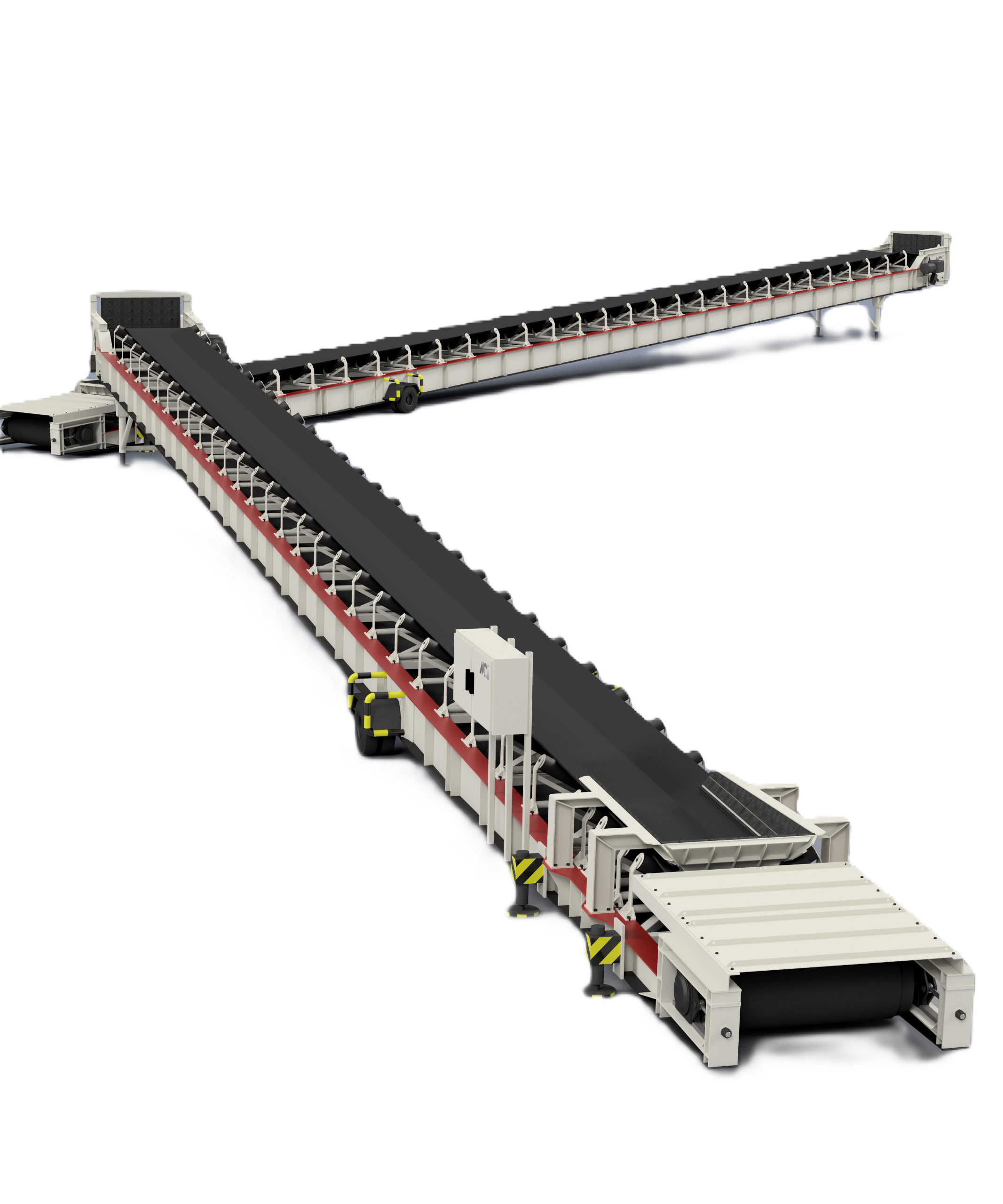 Flexible mobile link conveyor for seamless dry bulk transfer in material handling applications