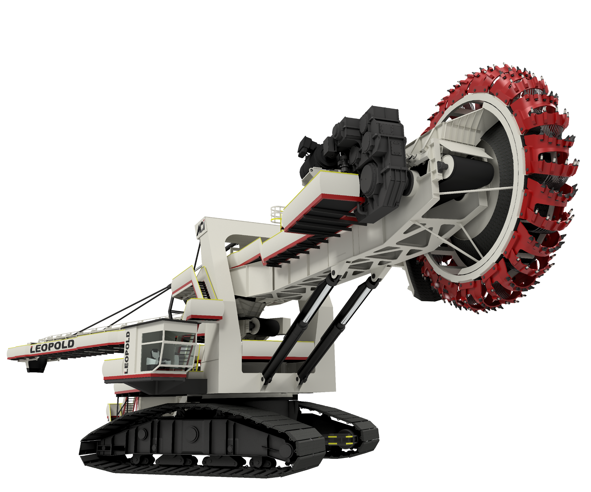 bucket wheel excavator Leopold rotating wheel as it digs and moves earth in surface mining operations